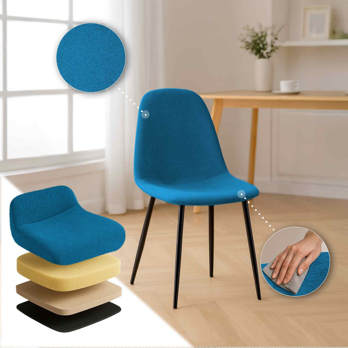 4-delige set eetkamerstoelen Napier stof (4)