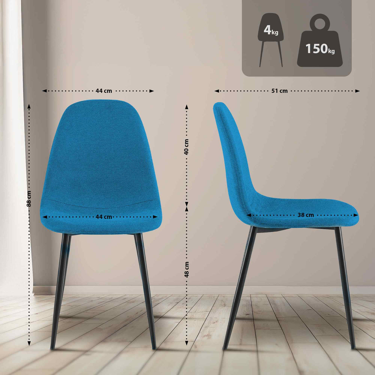 4-delige set eetkamerstoelen Napier stof (2)