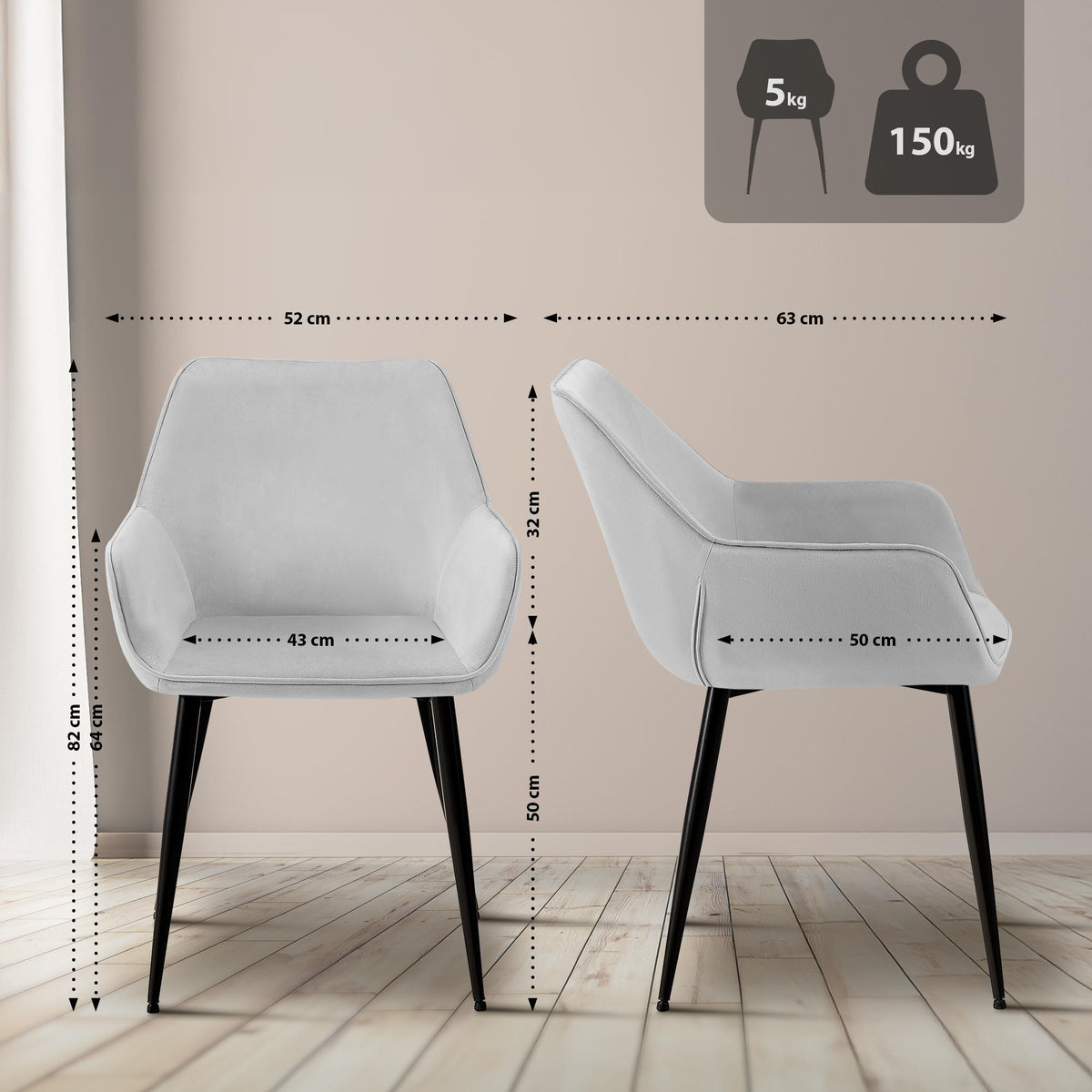 Set van 2 eetkamerstoelen Vessa fluweel (9)