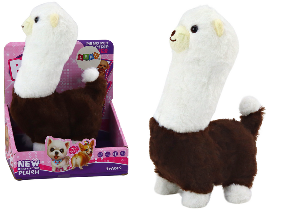 Interactief loopspelletje huisdier lama alpaca bruin 23cm