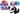 Interactieve pluche panda in roze-blauwe bestelwagen