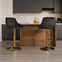 Barkruk Milet fluweel goud (10)
