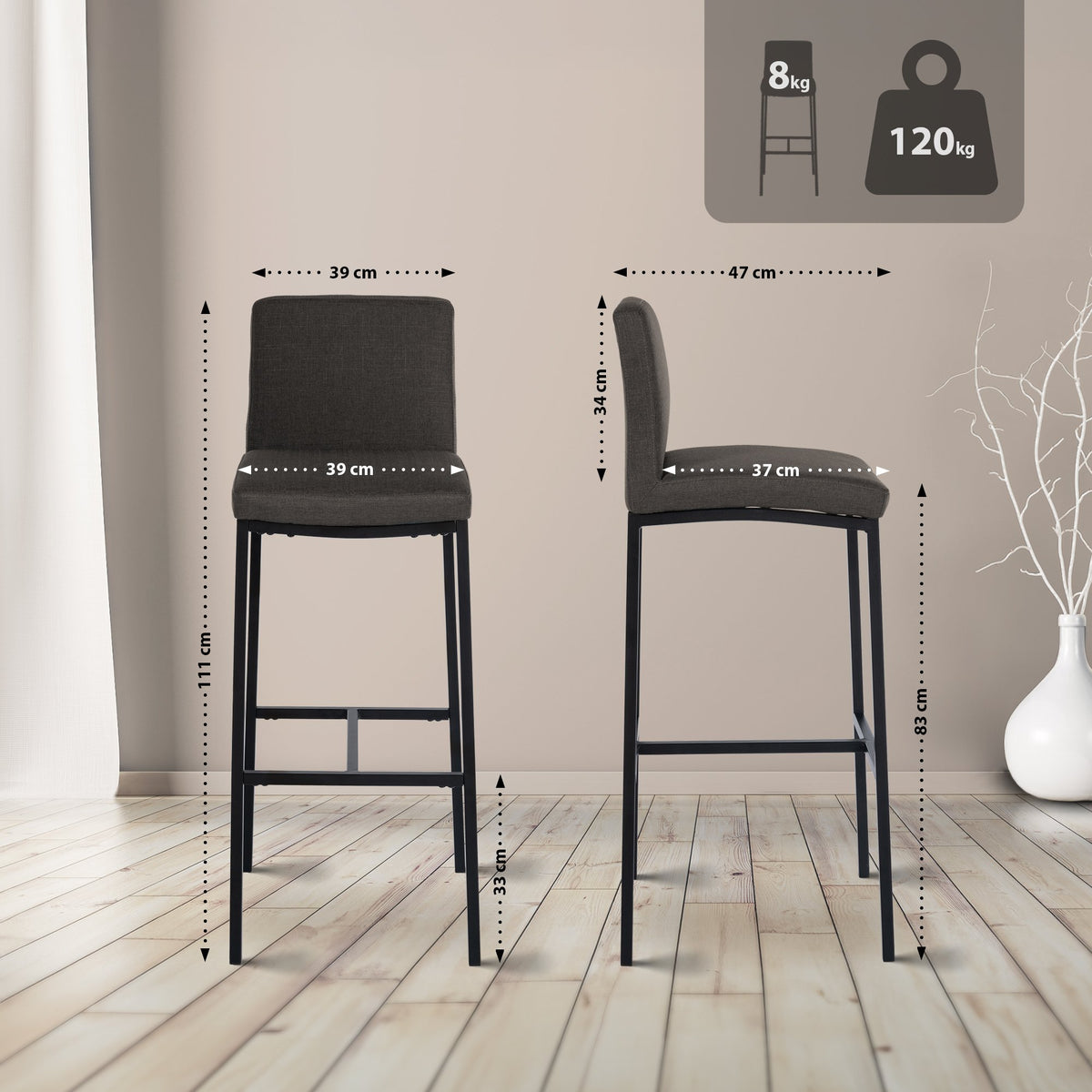 2-delige set barstoelen Freeport stof B (2)