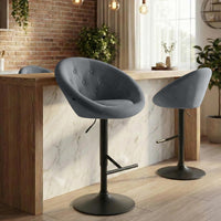 Barkruk London fluweel zwart (3)