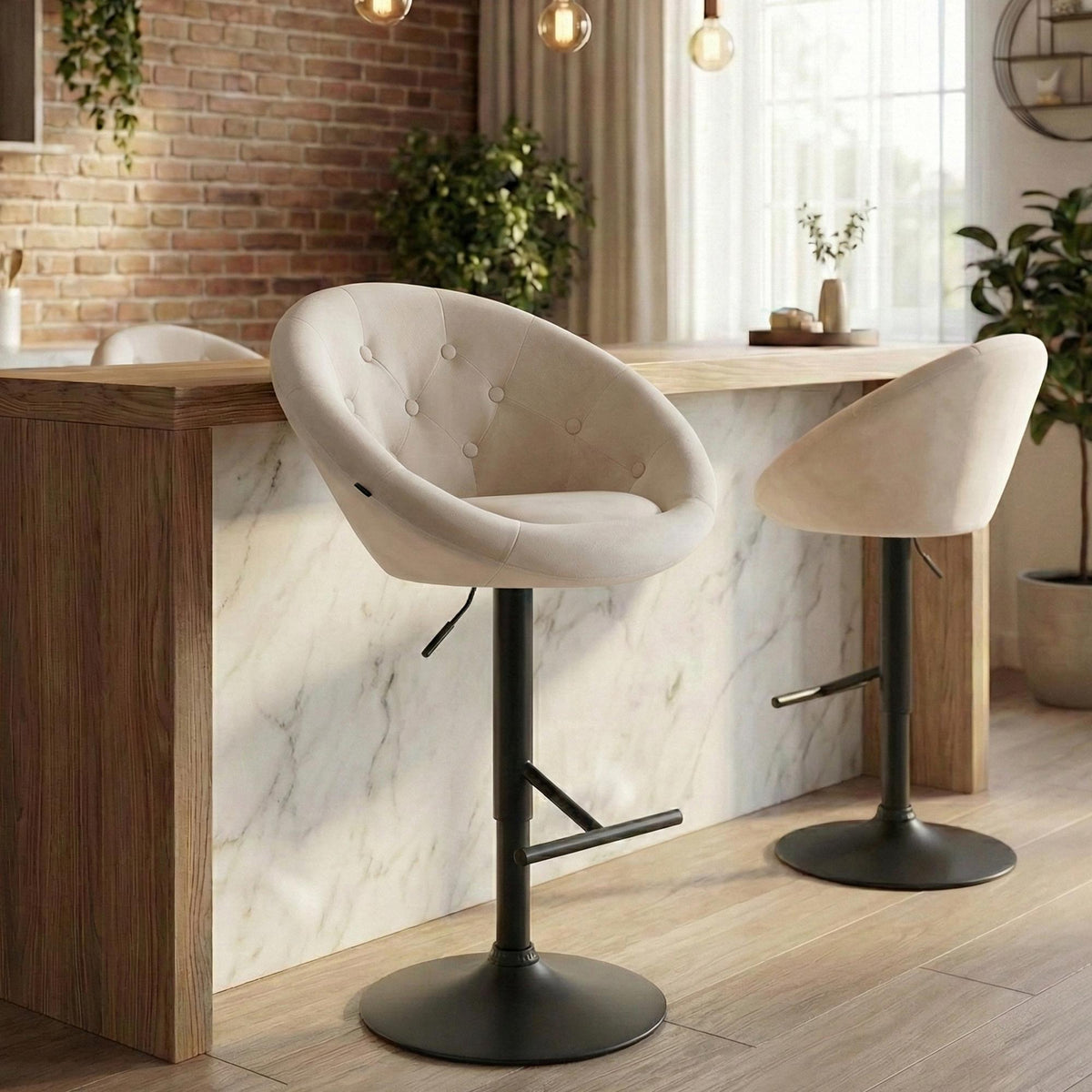 Barkruk London fluweel zwart (10)