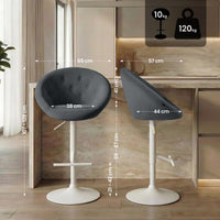 Barkruk London fluweel wit (2)