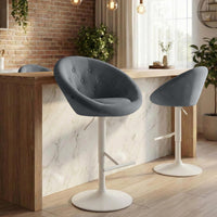 Barkruk London fluweel wit (3)