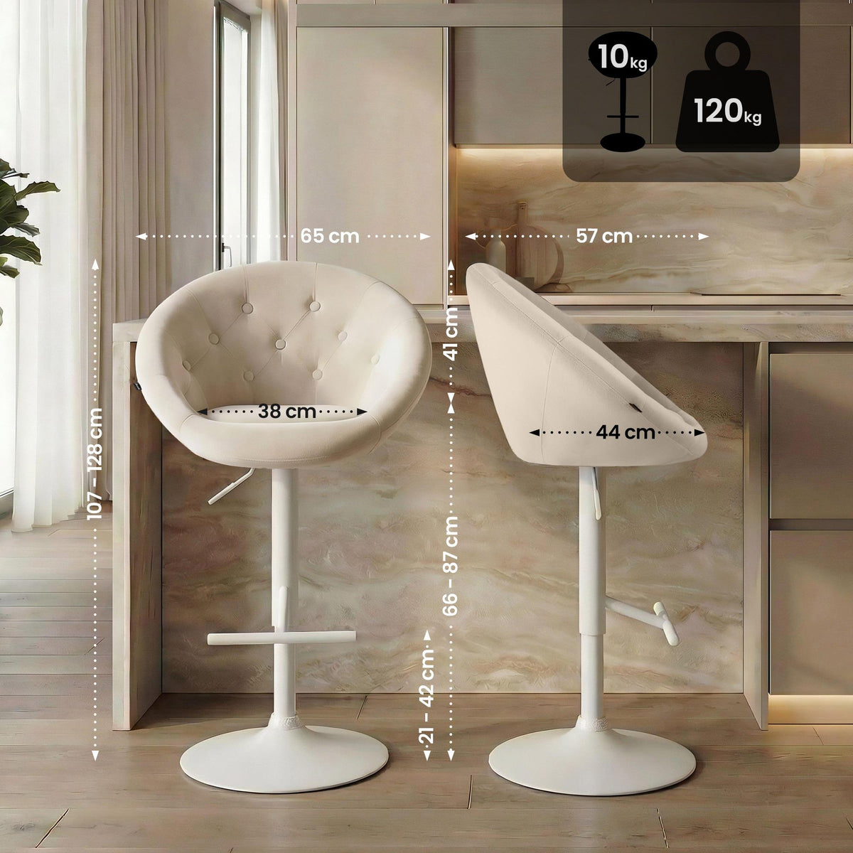 Barkruk London fluweel wit (9)