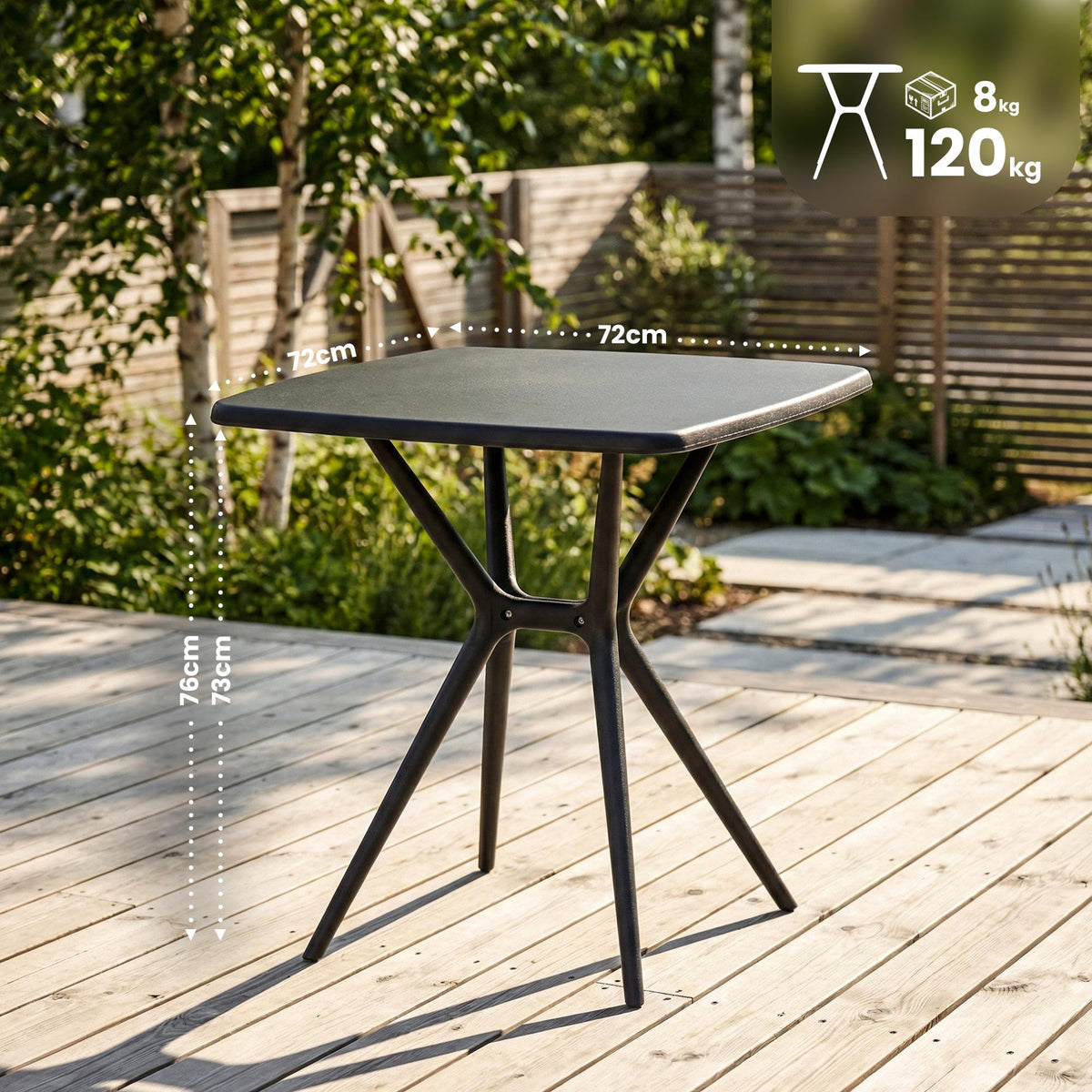 Tuintafel Becky vierkant 72 x 72 cm