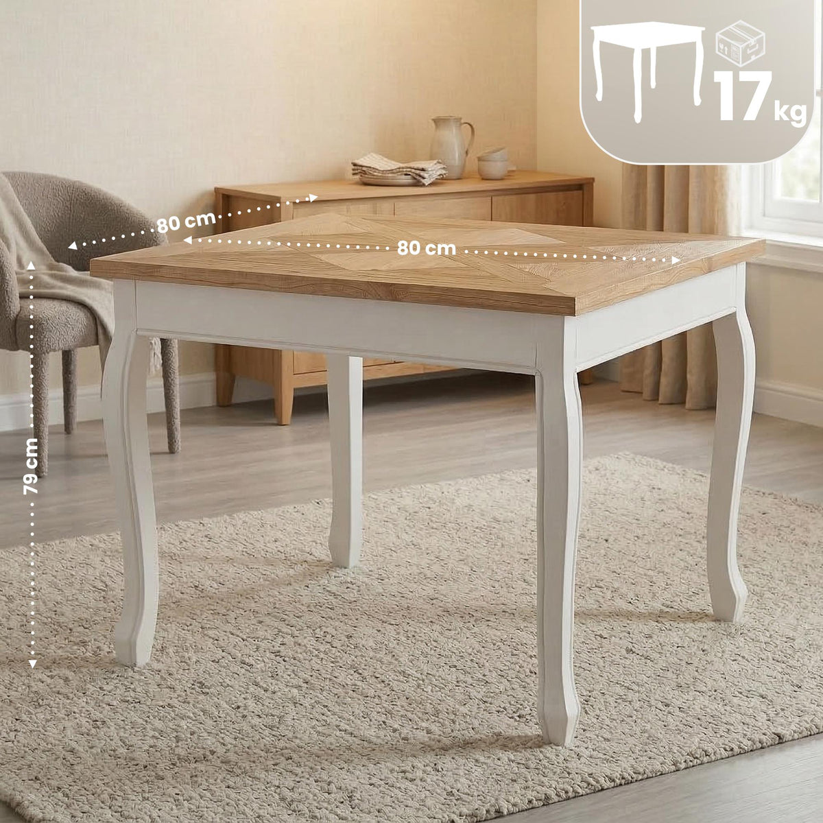 Eettafel Lindon 80x80 cm vierkant (2)
