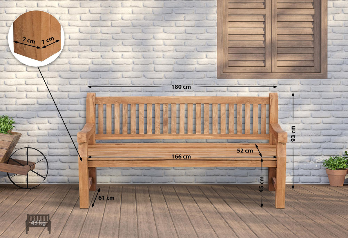 Teakbank Daxon met zitkussen 180 cm (3)