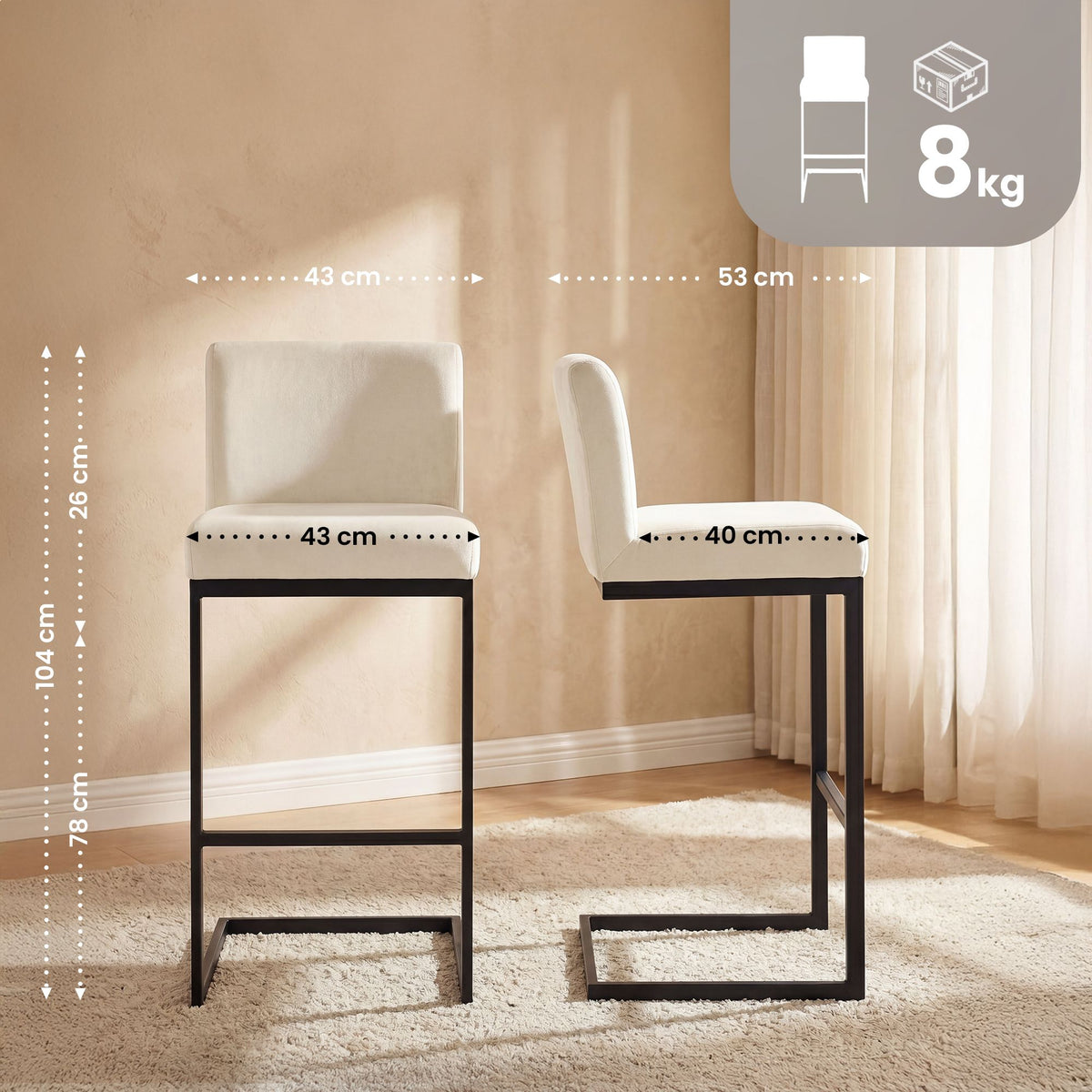 Set van 2 barstoelen Hopewell fluweel B (2)
