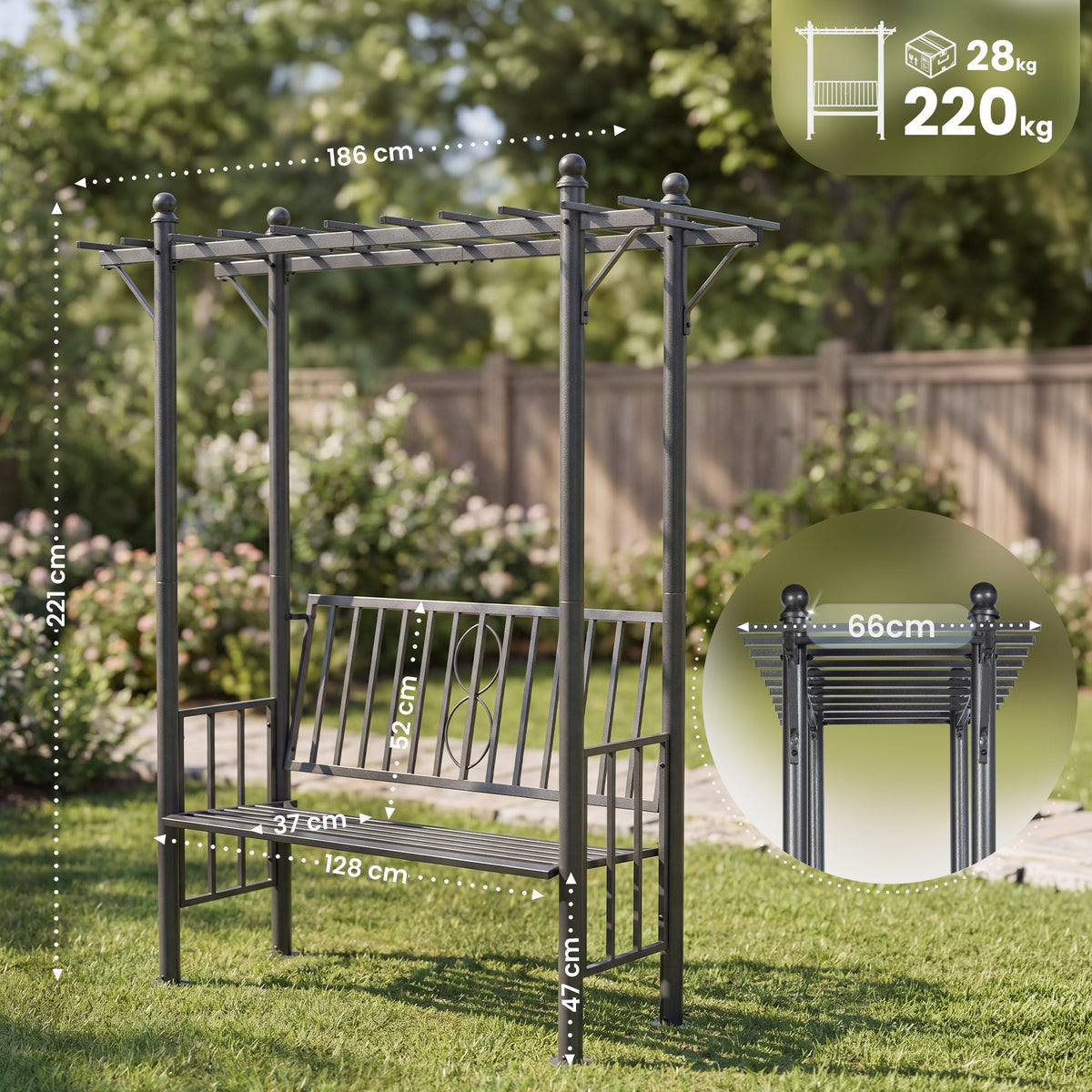 Rozenboog met tuinbank Luvio (3)