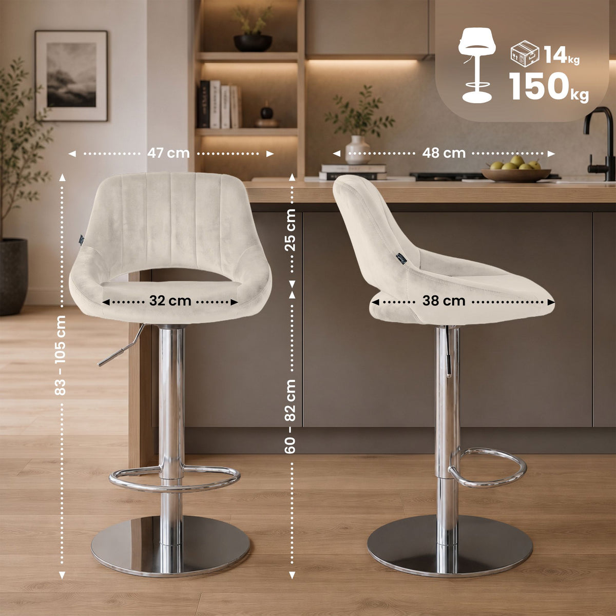 Barkruk HD Milet C Fluweel (2)
