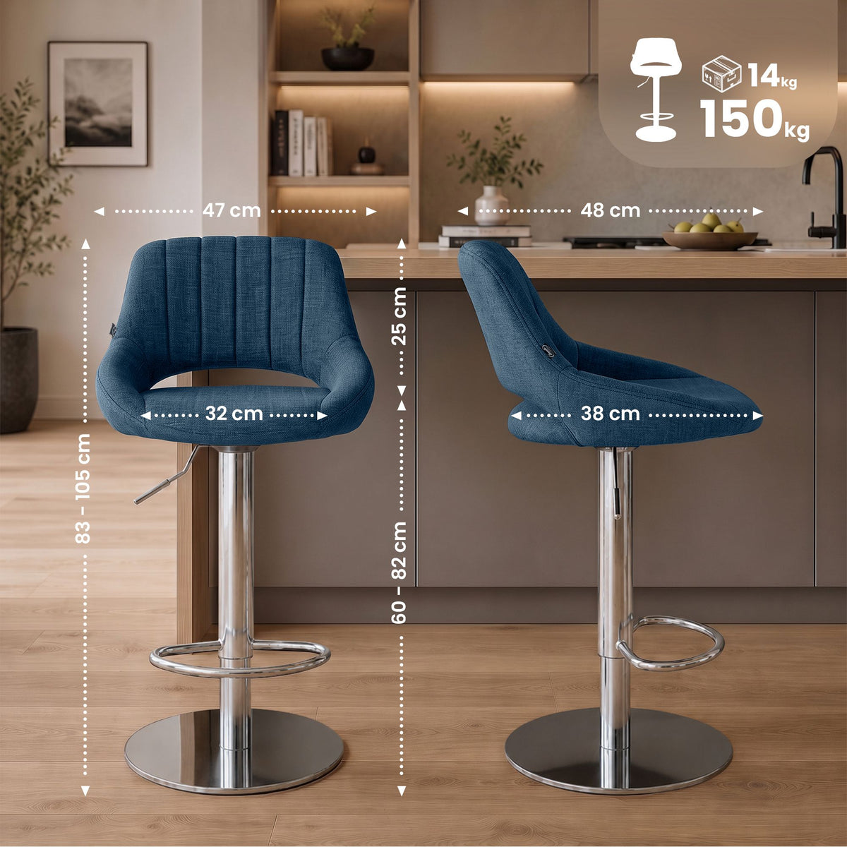 Set van 2 barstools HD Milet C stof (2)