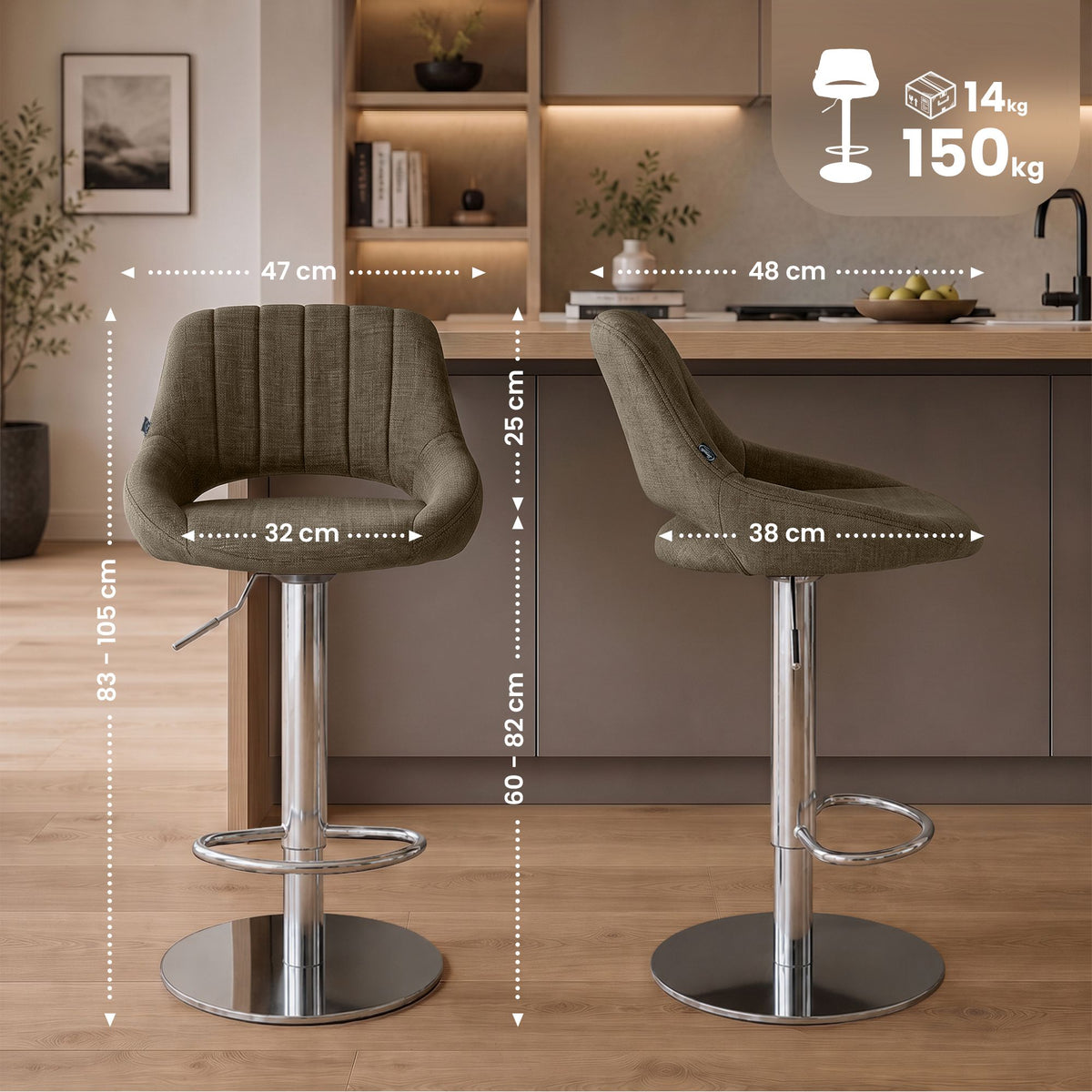 Set van 2 barstools HD Milet C stof (9)