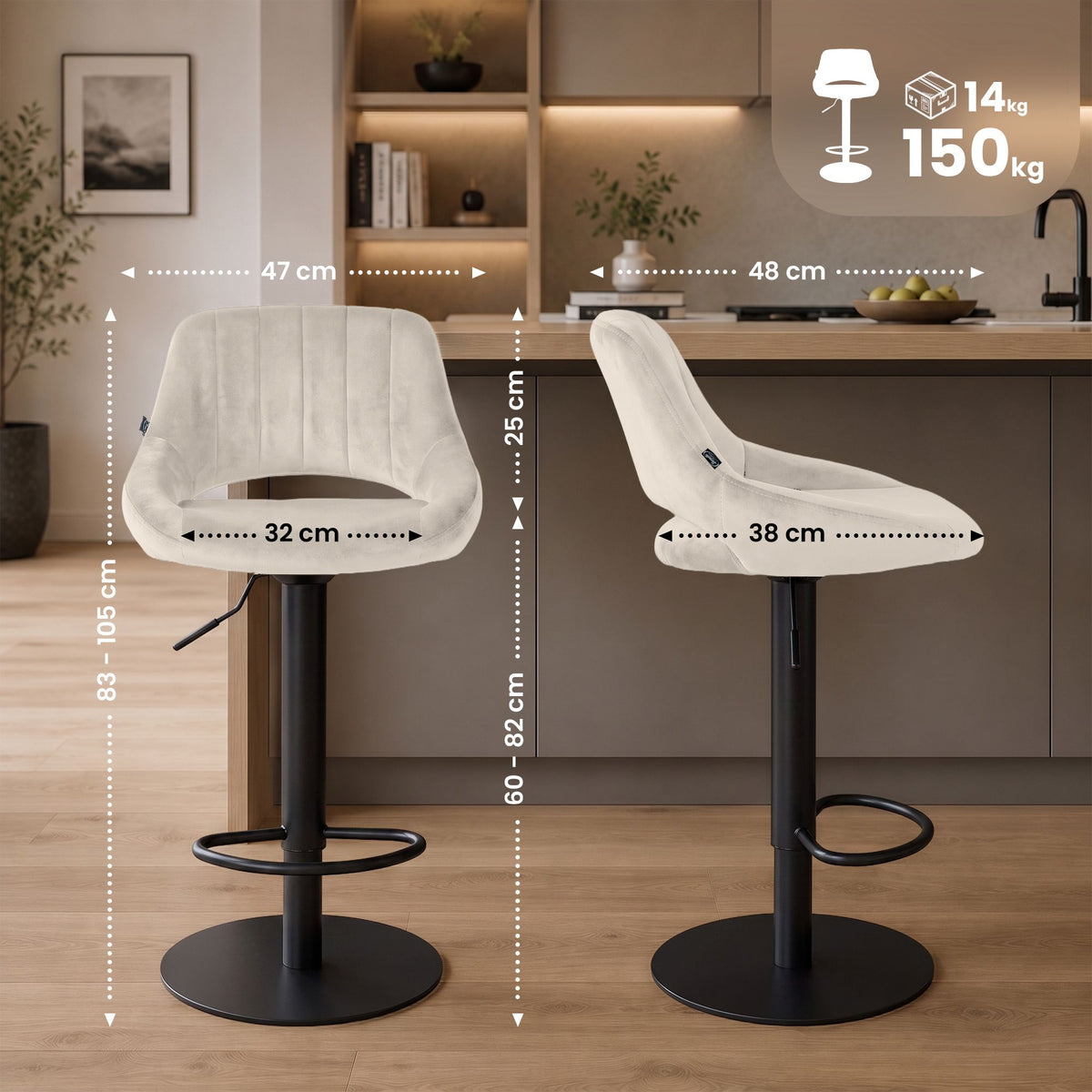Barkruk HD Milet B fluweel (2)