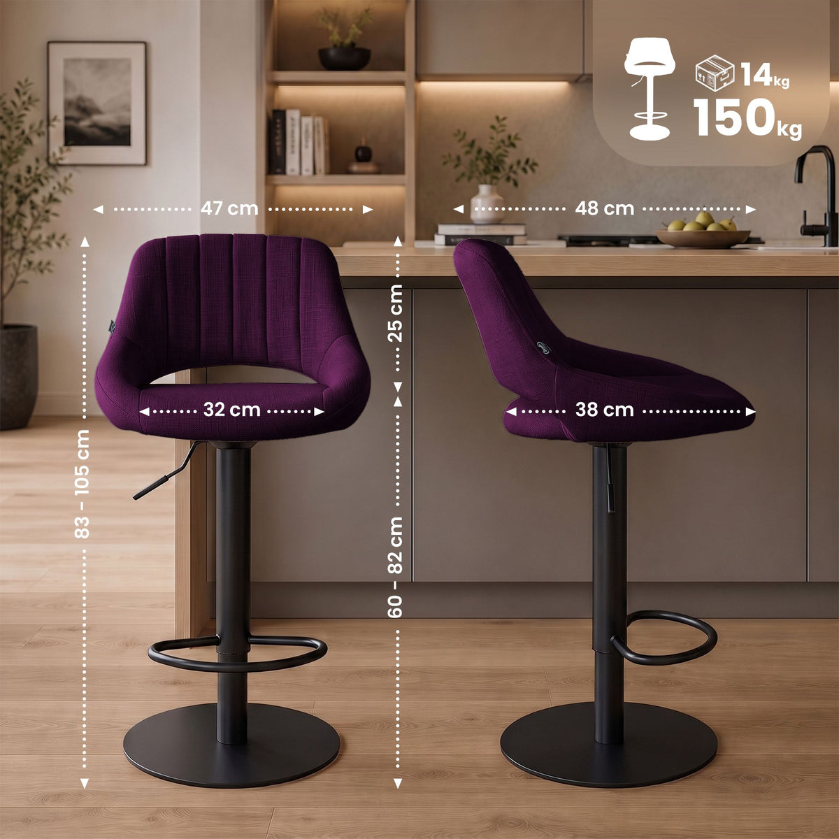 Set van 2 barkrukken HD Milet B stof (2)