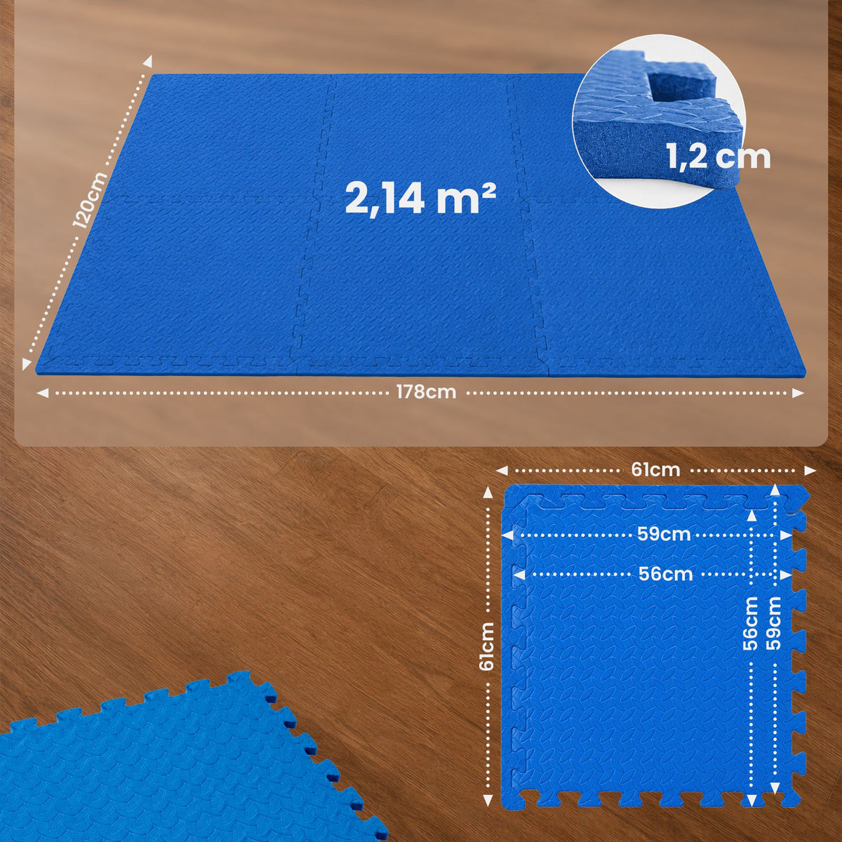 Vloerbeschermingsmat 61x61 cm 6-delige set (2)