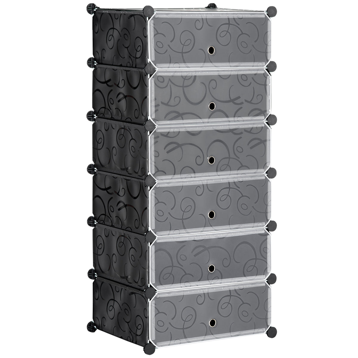 Modulair opbergsysteem voor 6 paar schoenen, 49 cm x 36,5 cm x 108 cm, zwart