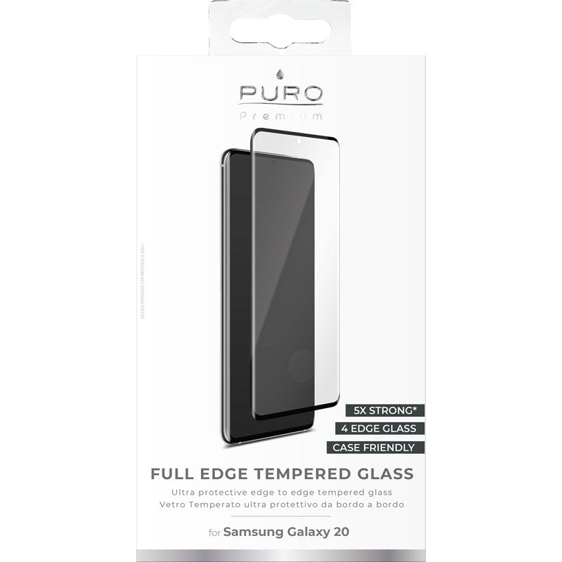 PURO Premium Full Edge Tempered Glass Case Friendly – Samsung Galaxy S20 Gehard glas beschermglas (zwart frame) (2)
