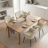 Eetkamerstoelen set van 2, gestoffeerde keukenstoelen met metalen poten, crèmewit (7)