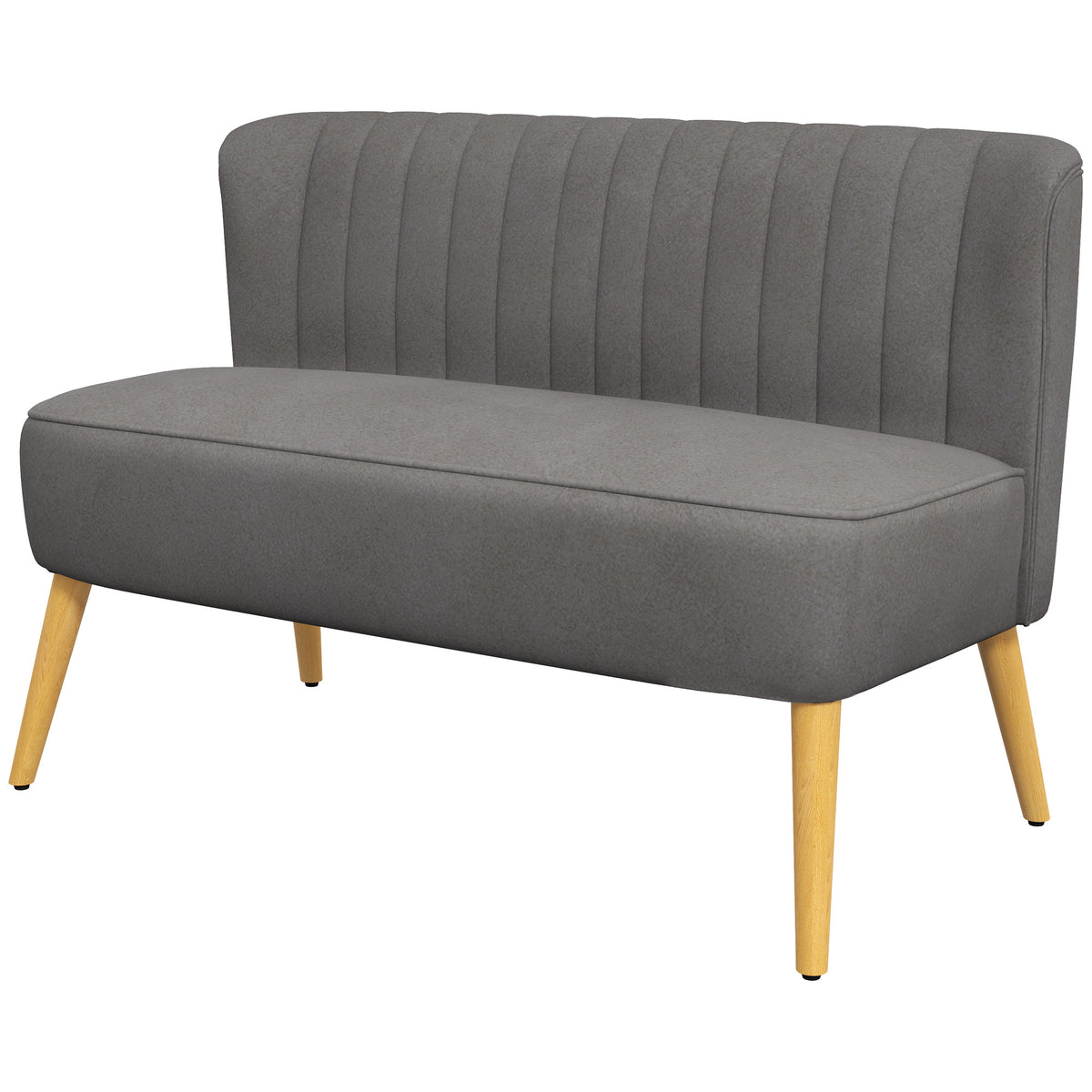 Sofa retrodesign 2-zitsbank, houten poten, 117 cm x 56,5 cm x 77 cm, donkergrijs