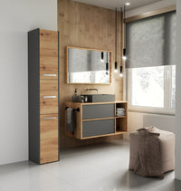 Badezimmer-Hochschrank Sara S33 ANTHRAZIT EICHE ARTISAN – Produktabbildung 4
