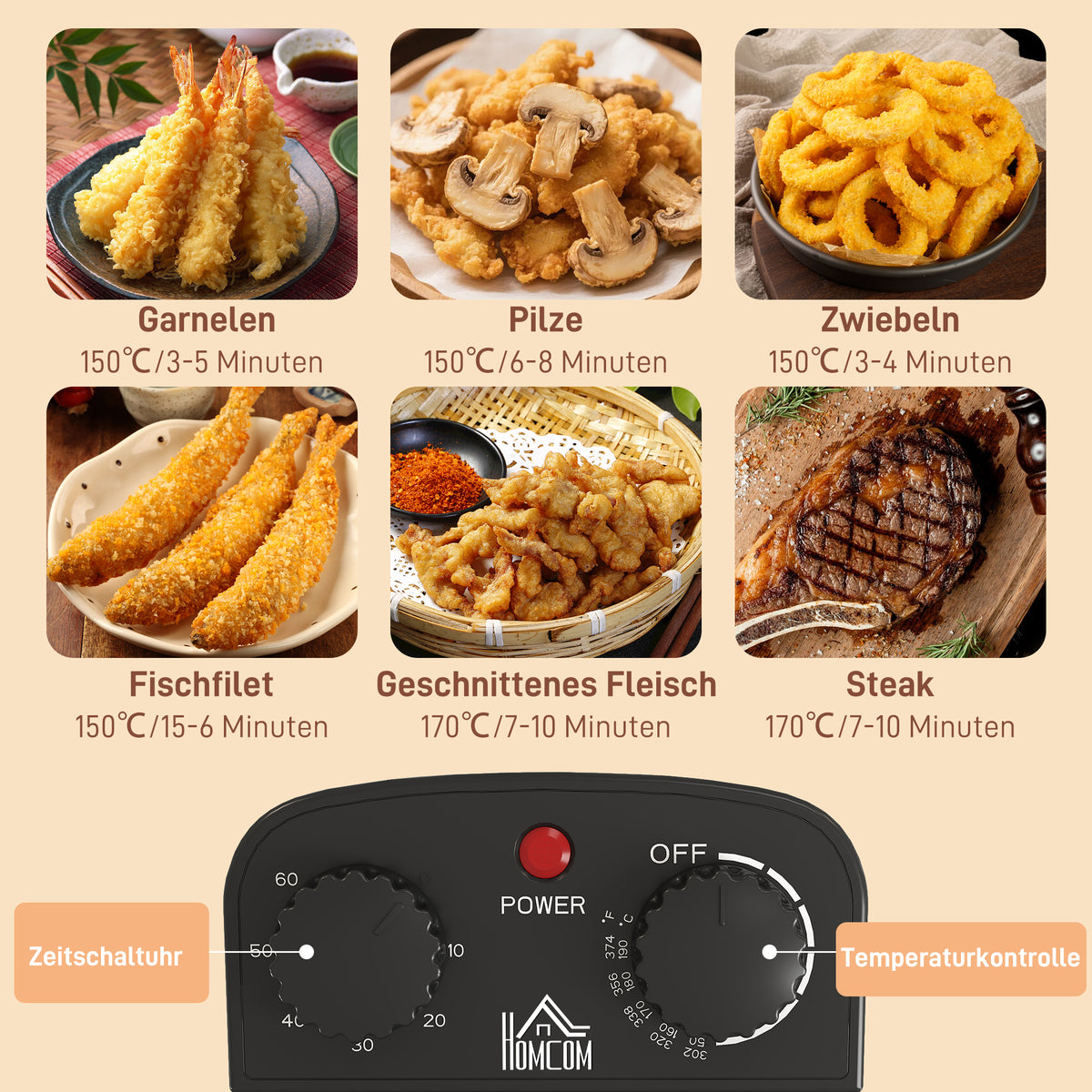 Friteuse, 5 l oliecapaciteit, timer, kijkvenster, 2000 W vermogen, zilverkleurig (4)