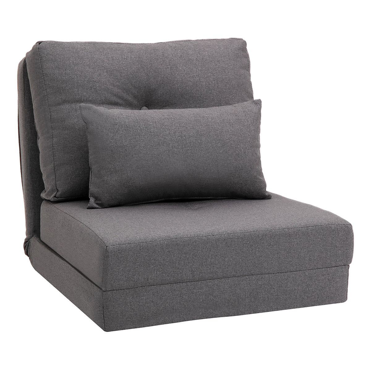 Vloerstoel opvouwbare matras slaapmat, 2-in-1-ontwerp, afneembaar kussen, 60 x 80 x 56 cm, donkergrijs