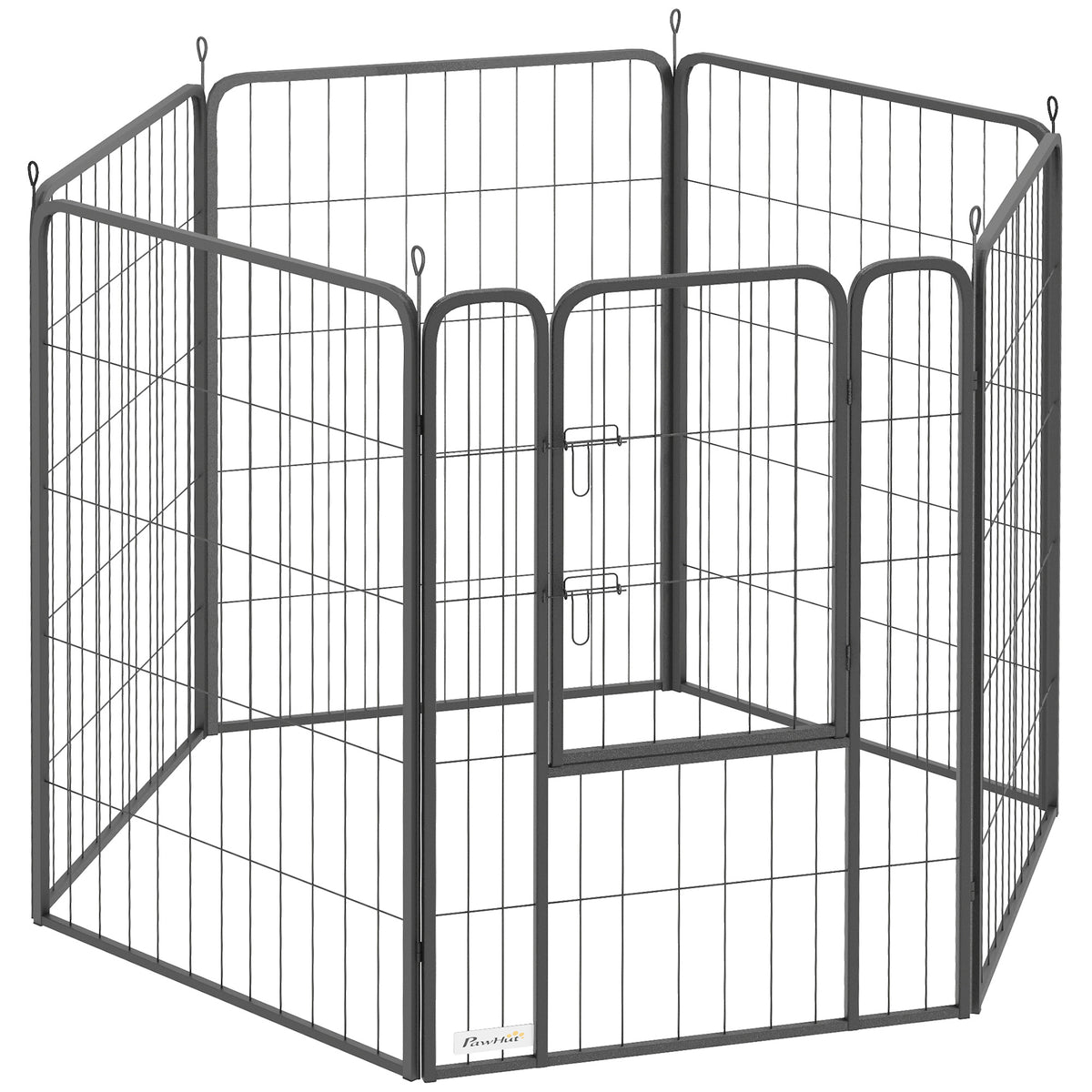 Hondenren met 6 panelen, robuust, met veilige deur, voor binnen en buiten, voor tuin, camping, 100 cm hoog