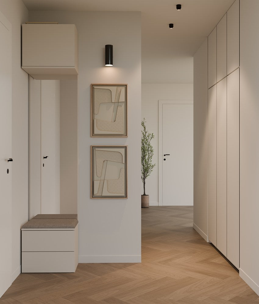 Garderobe HAGA 1L2S Schrank 2 Schubladen für Flur KASCHMIR BEIGE 238x50x35 cm – Produktabbildung 2