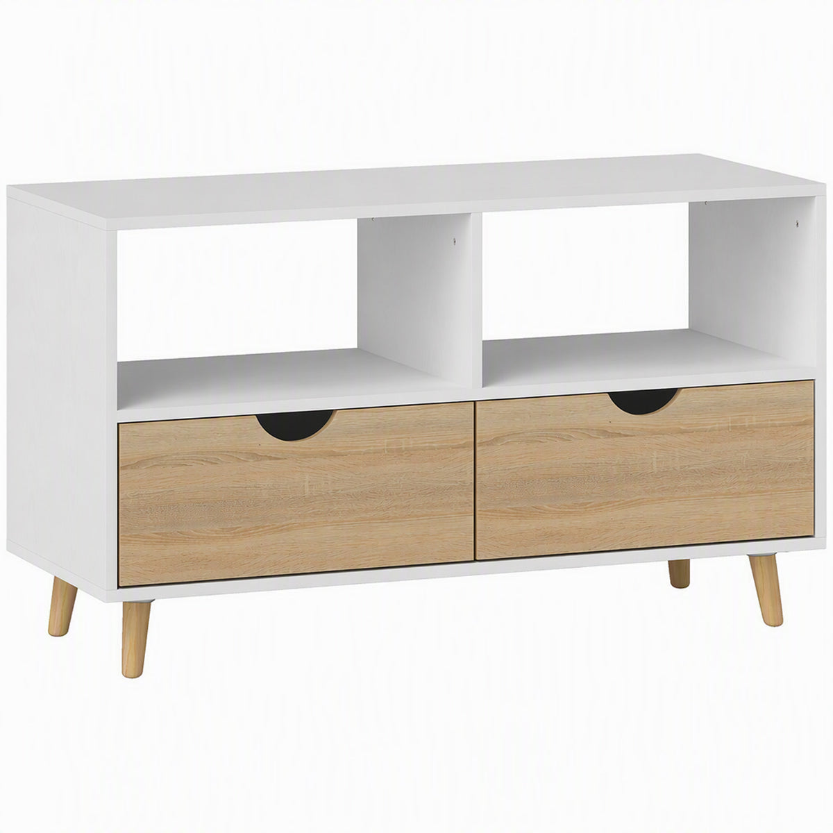 Tv-kast, tv-meubel met lades, open planken, hout, 99 x 39 x 58 cm, wit