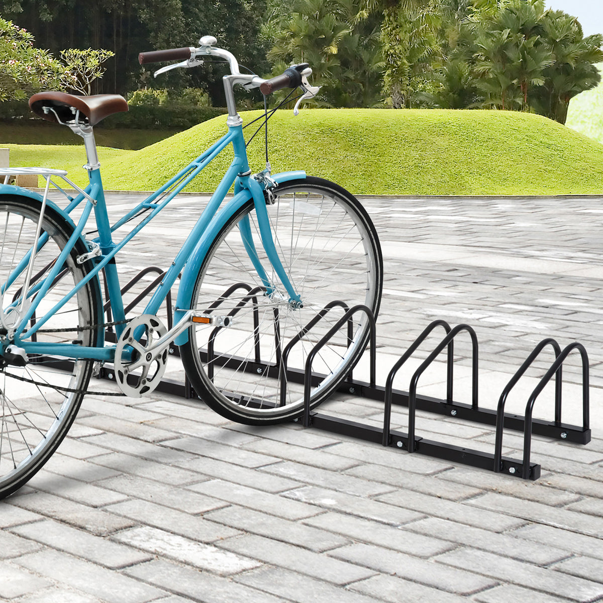Fietsenrek voor 6 fietsen, weerbestendig, wand- of vloermontage, staal 179 x 33 x 27 cm (2)