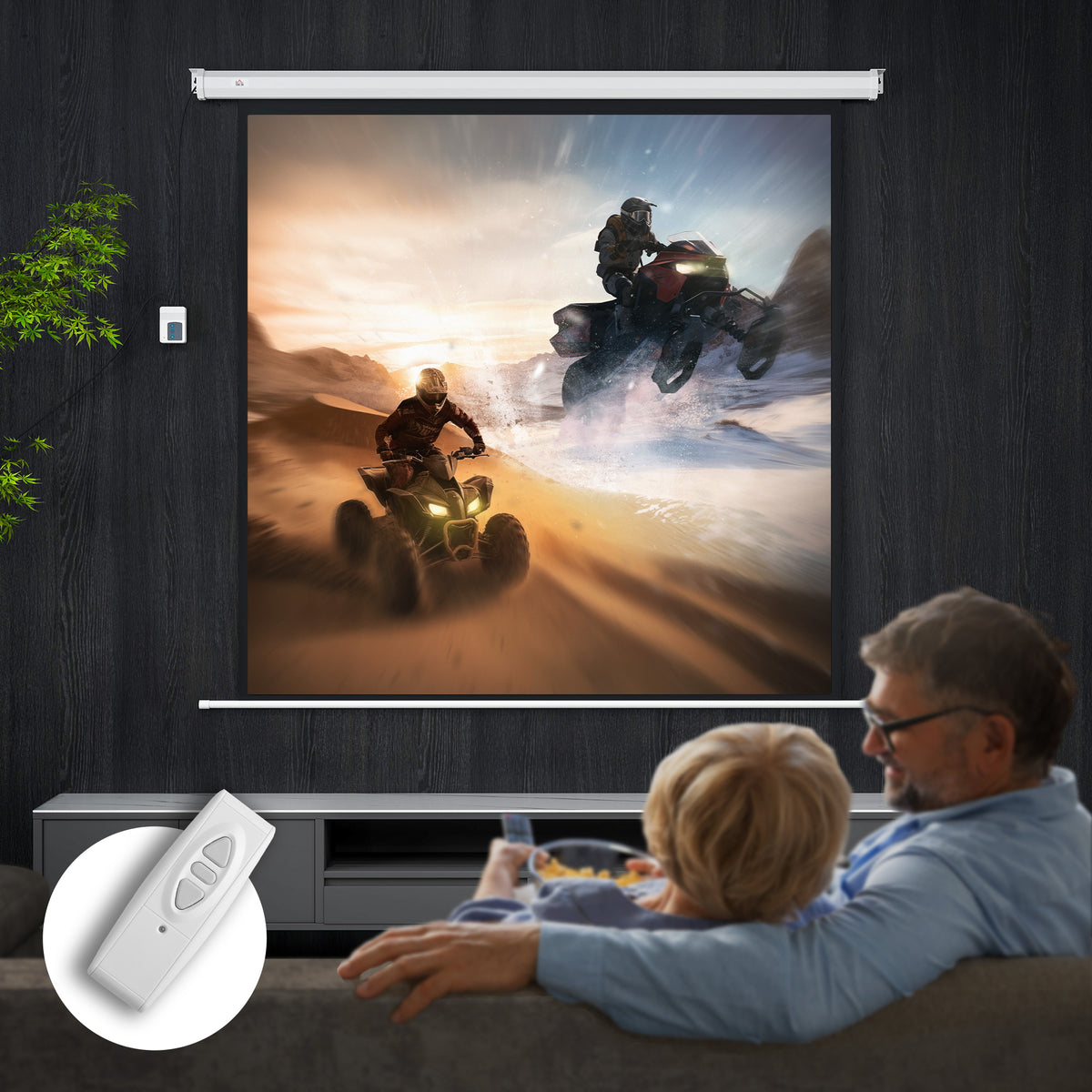Projectiescherm 189,5 x 189,5 cm 92 inch 1:1 HD 4K rolscherm voor thuisbioscoop en kantoorpresentaties (2)