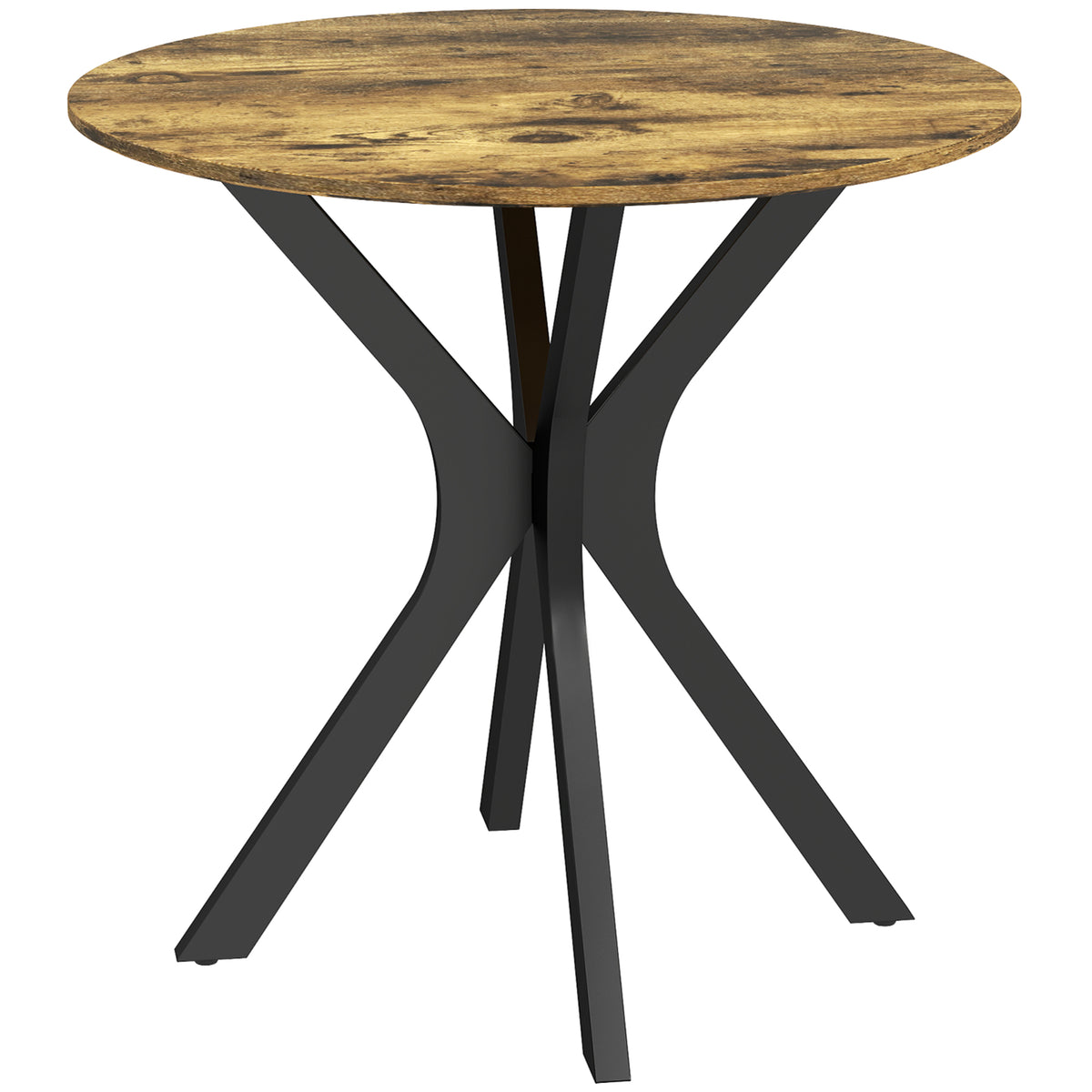Keukentafel voor 2 personen, rond, gepoedercoat stalen frame, Ø78 cm, rustiek bruin
