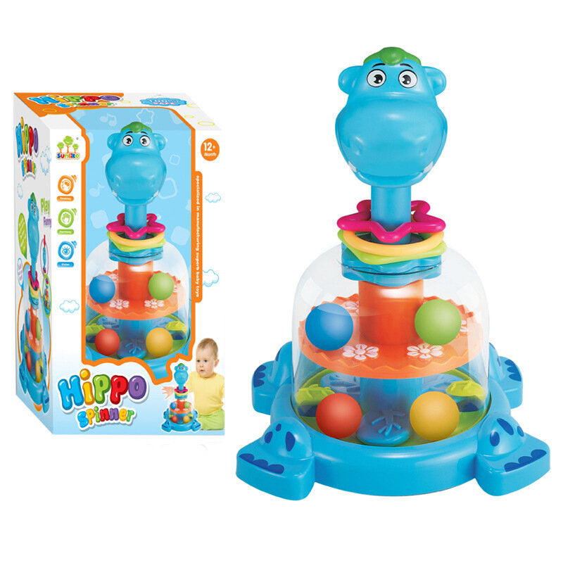 Nijlpaard-tol met balletjes voor baby's, blauw