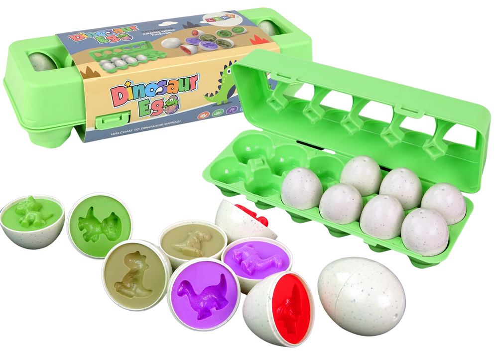 Educatieve eiersorteerset, dinosauruspuzzel, 12 stuks