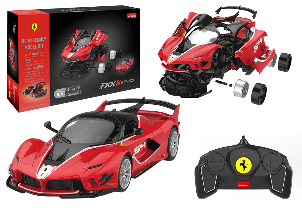 Bouwstenen auto RC Rastar 1:18 Ferrari FXXK EVO Rood 88 onderdelen
