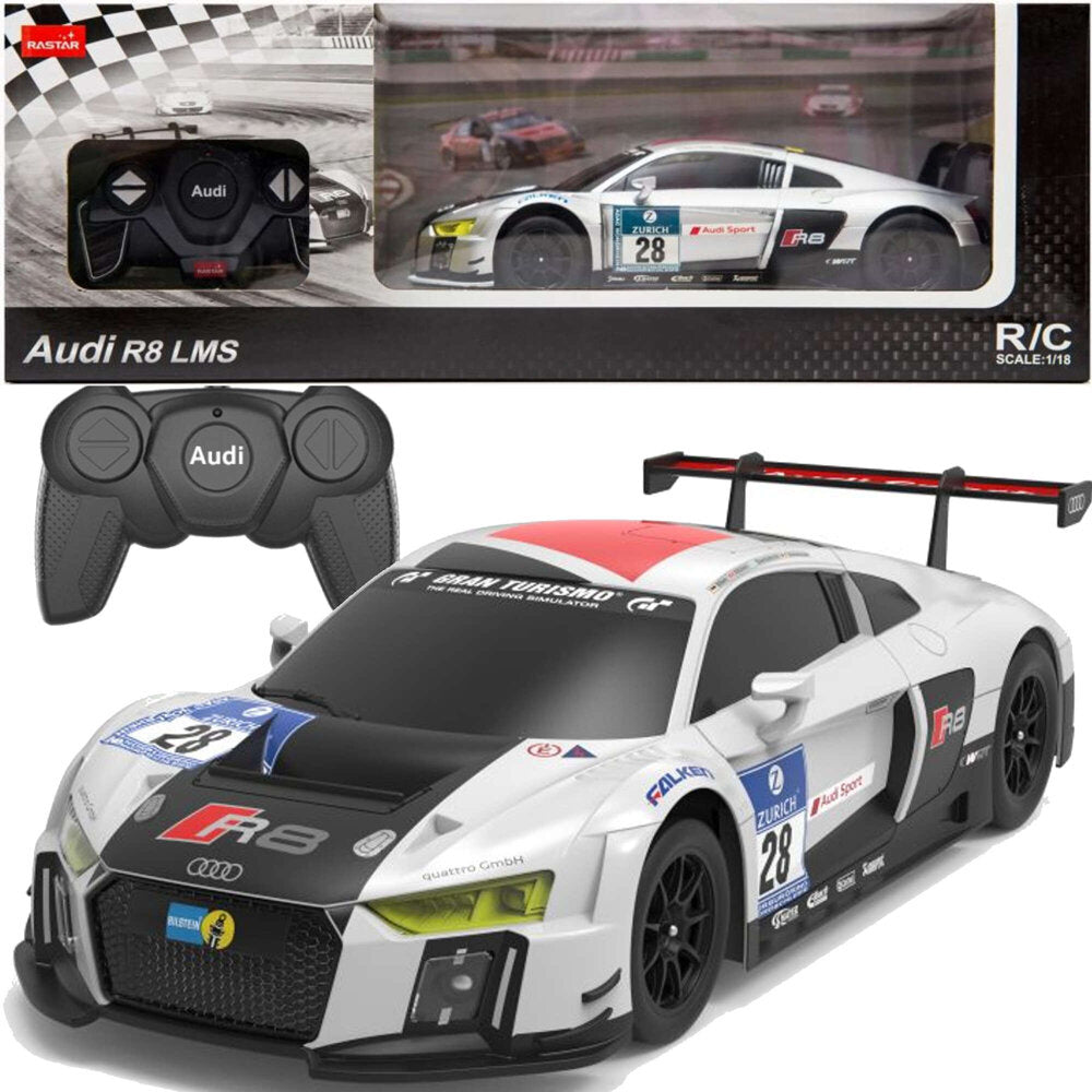 R/C auto 1:24 afstandsbestuurbare sportwagen AUDI R8 LMS wit