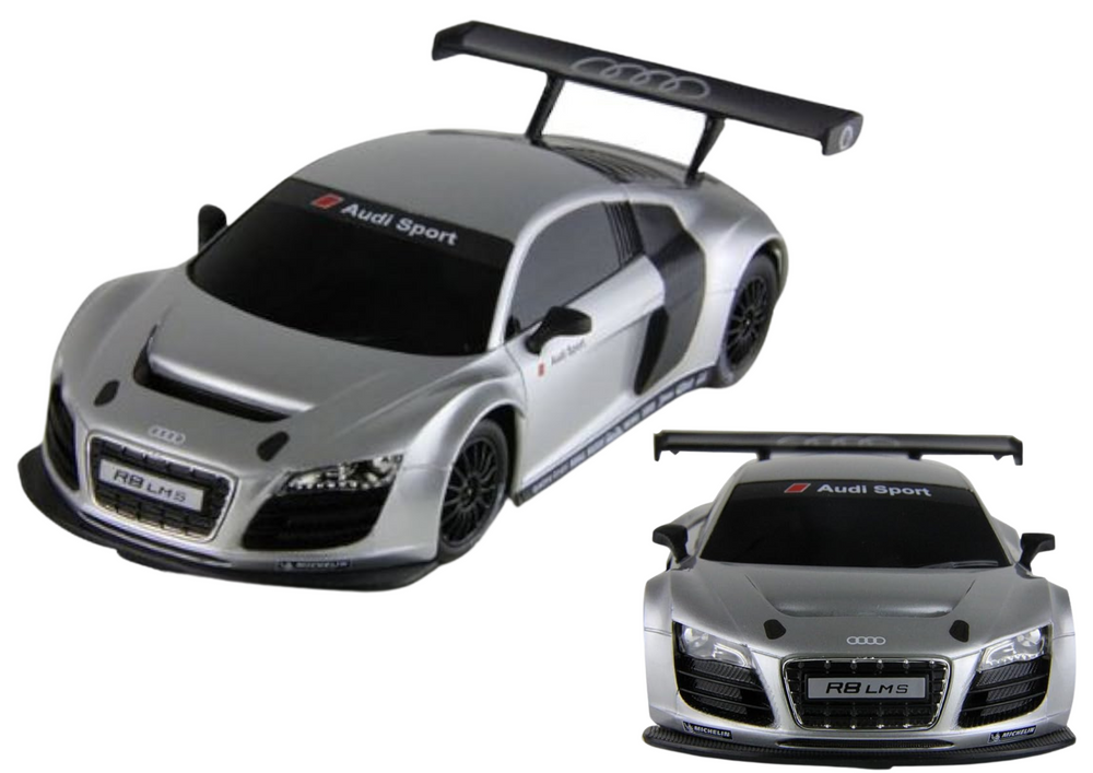 AUDI R8 LMS zilver 1:24 op afstand bestuurbare sportwagen