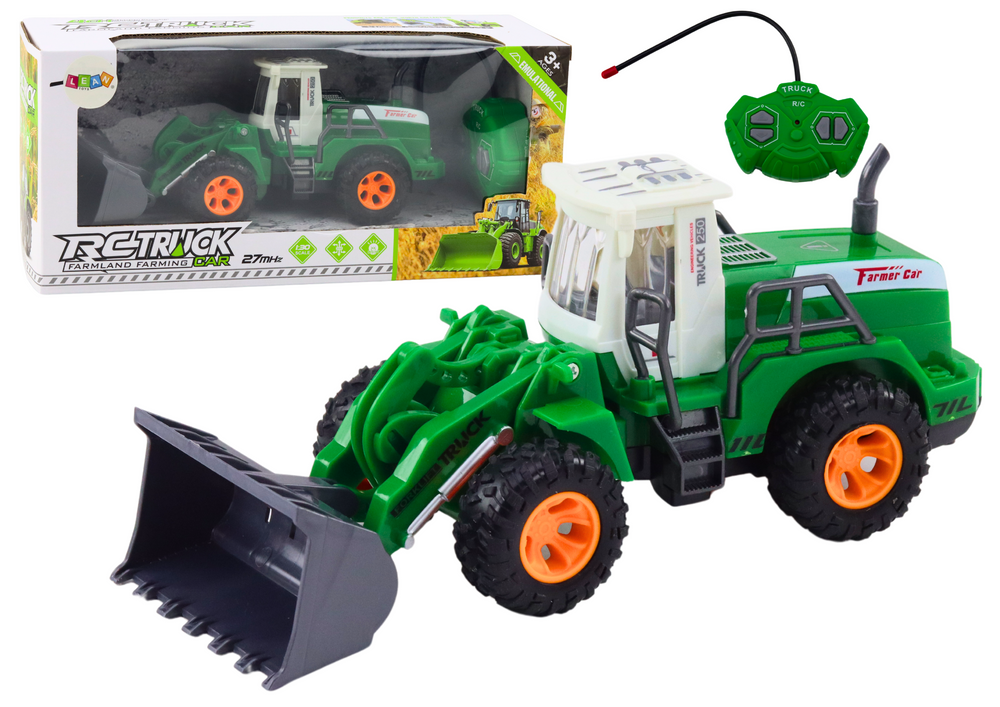 R/C graaflaadmachine met op afstand bestuurbare hefarm groen