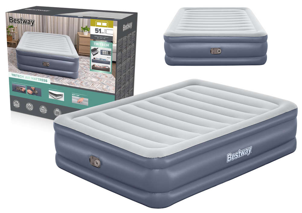 Bestway 6713I tweepersoons luchtbed voor toeristen, 203 x 152 x 51 cm