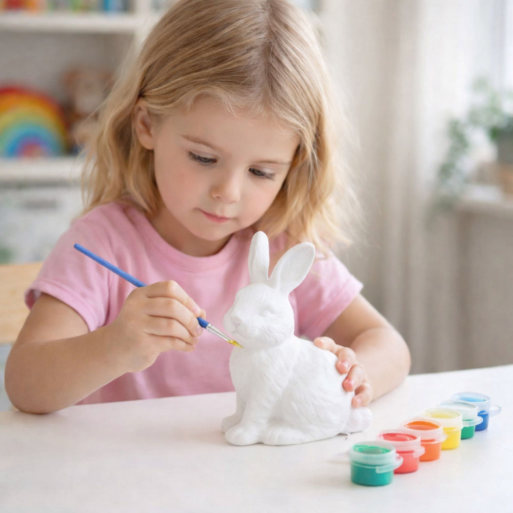 Paas-set piepschuimeieren 9-delig, beschilderd konijnfiguur (3)