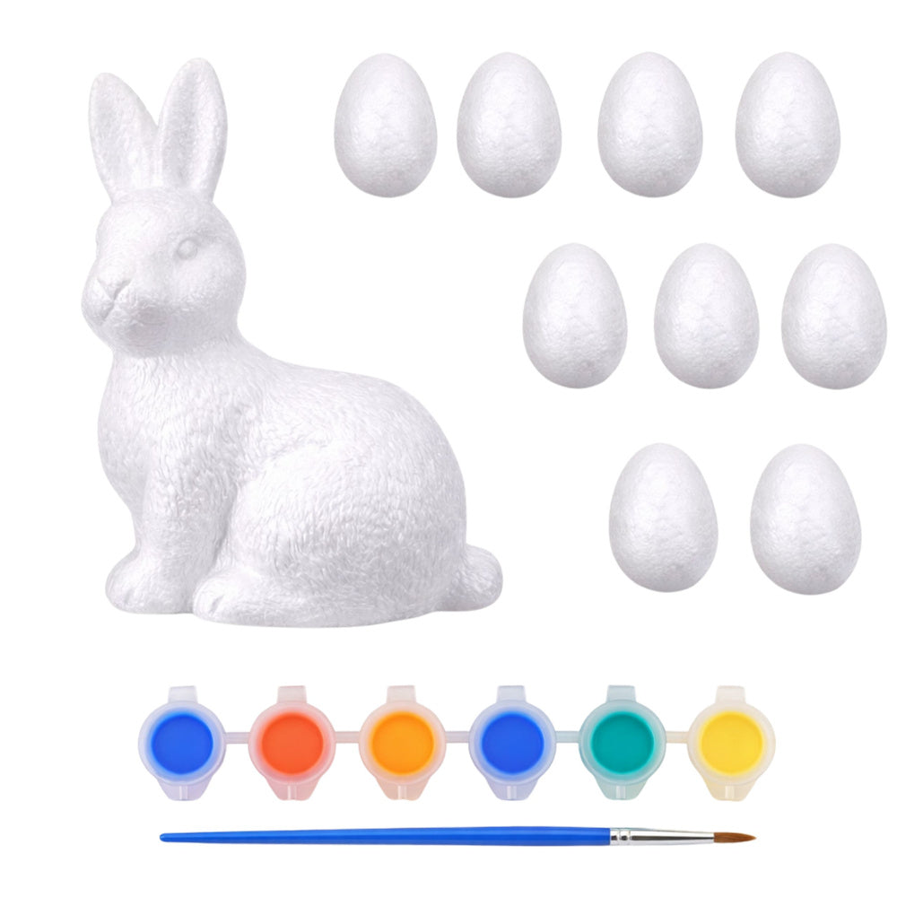 Paas-set piepschuimeieren 9-delig, beschilderd konijnfiguur (4)