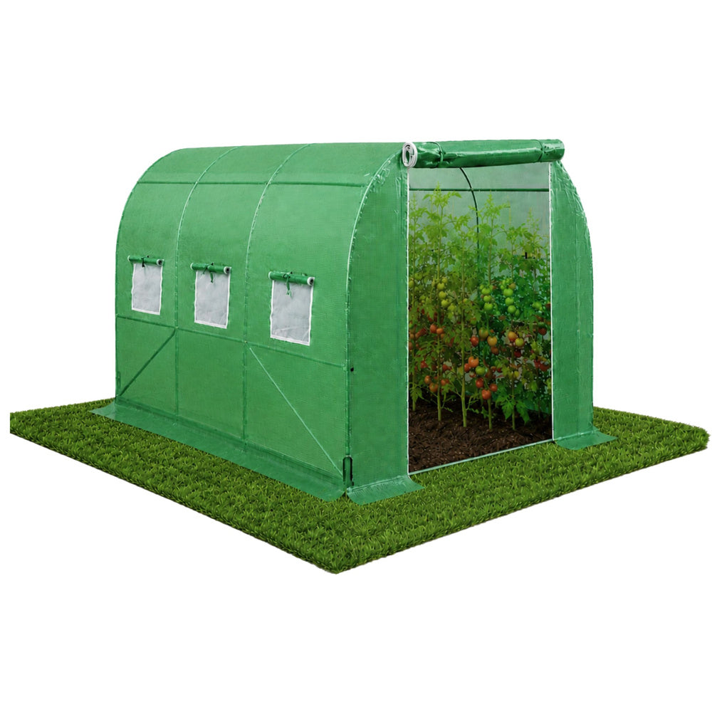 Groene UV-tunneltas voor groenten met ramen 2x3 m 6 m² (2)