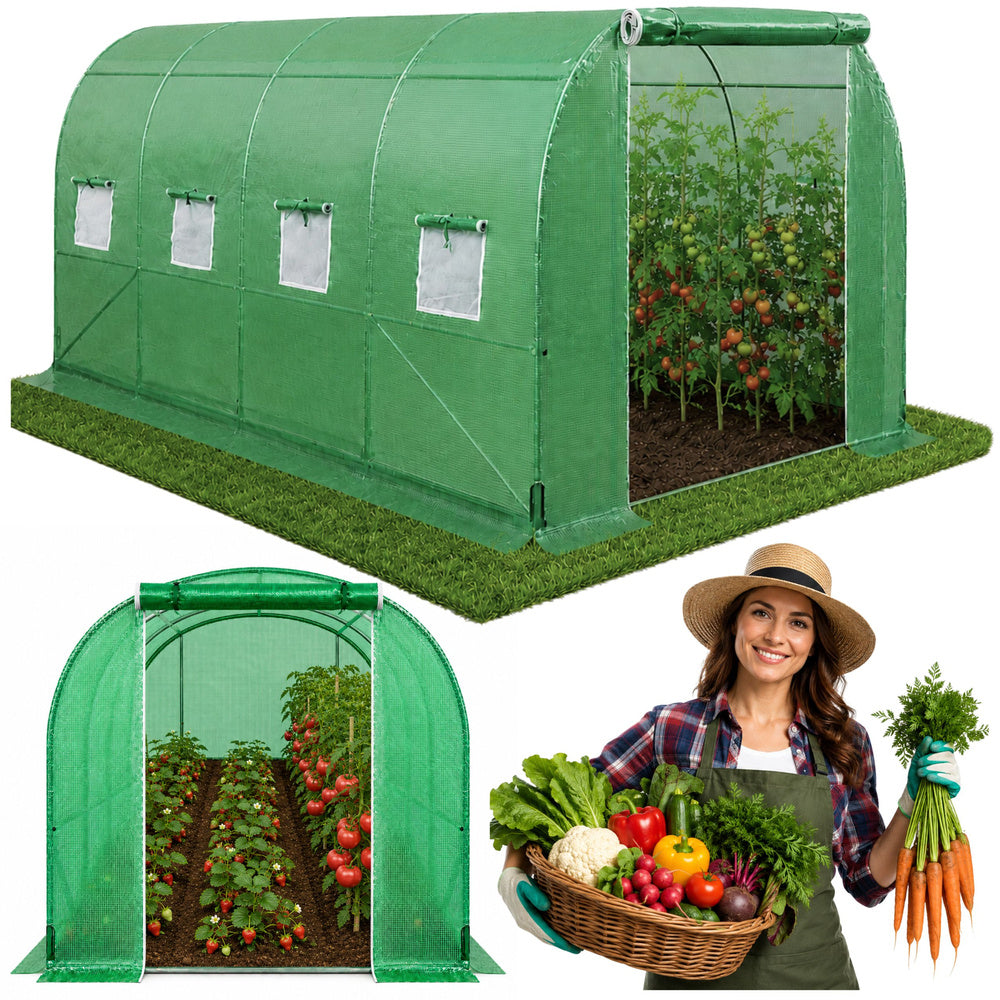 Folie-tunnellkas voor groenten, ramen, groen, UV-bestendig, 4,5x2x2 m 9m²