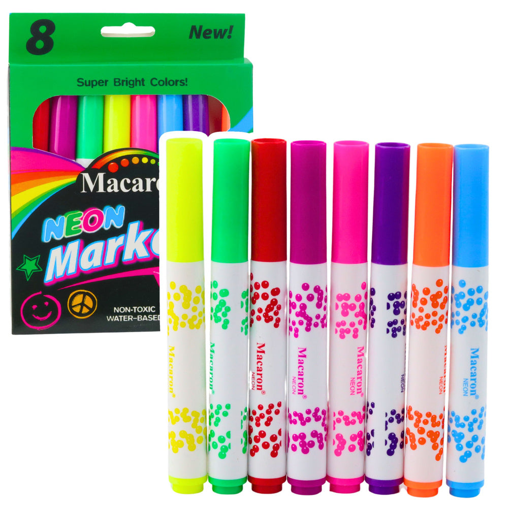 Neonmarker-set voor school, inkt op waterbasis, gekleurd, 8 stuks