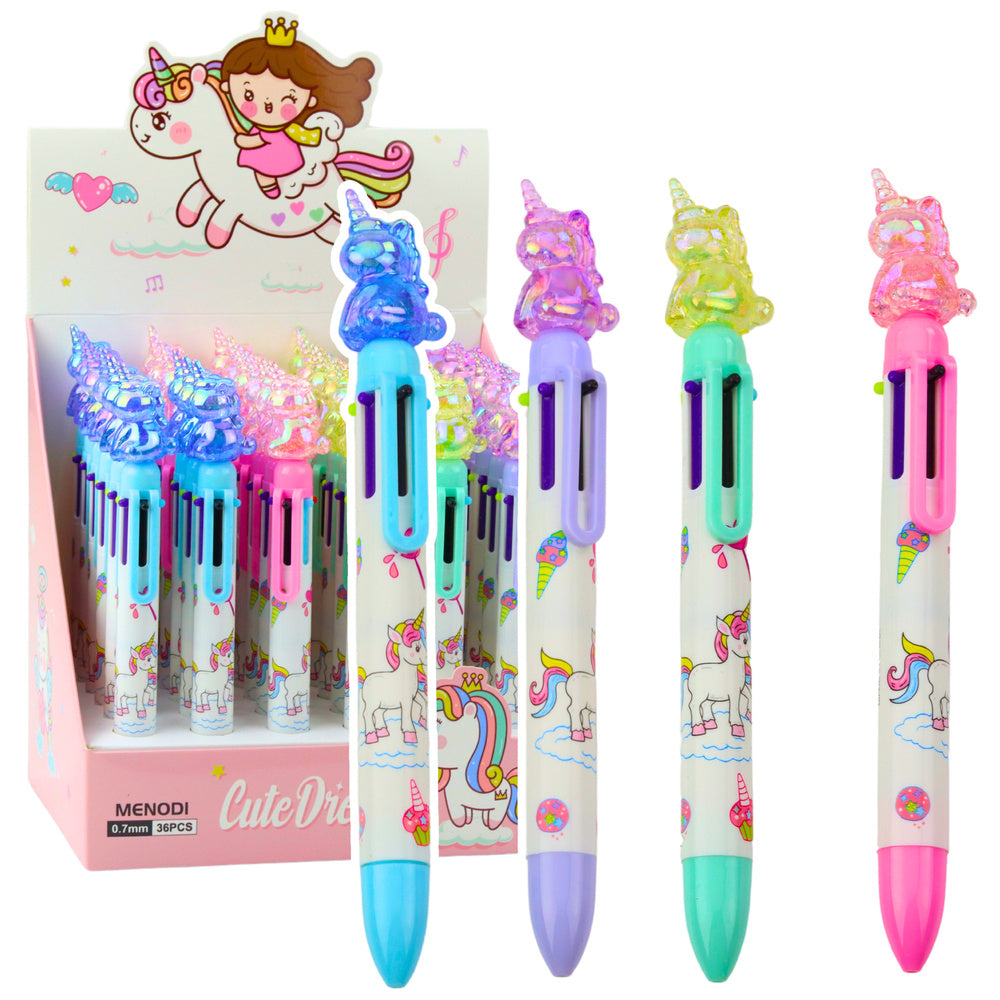 Meerkleurige pen 6 kleuren eenhoornfiguur 0,7 mm