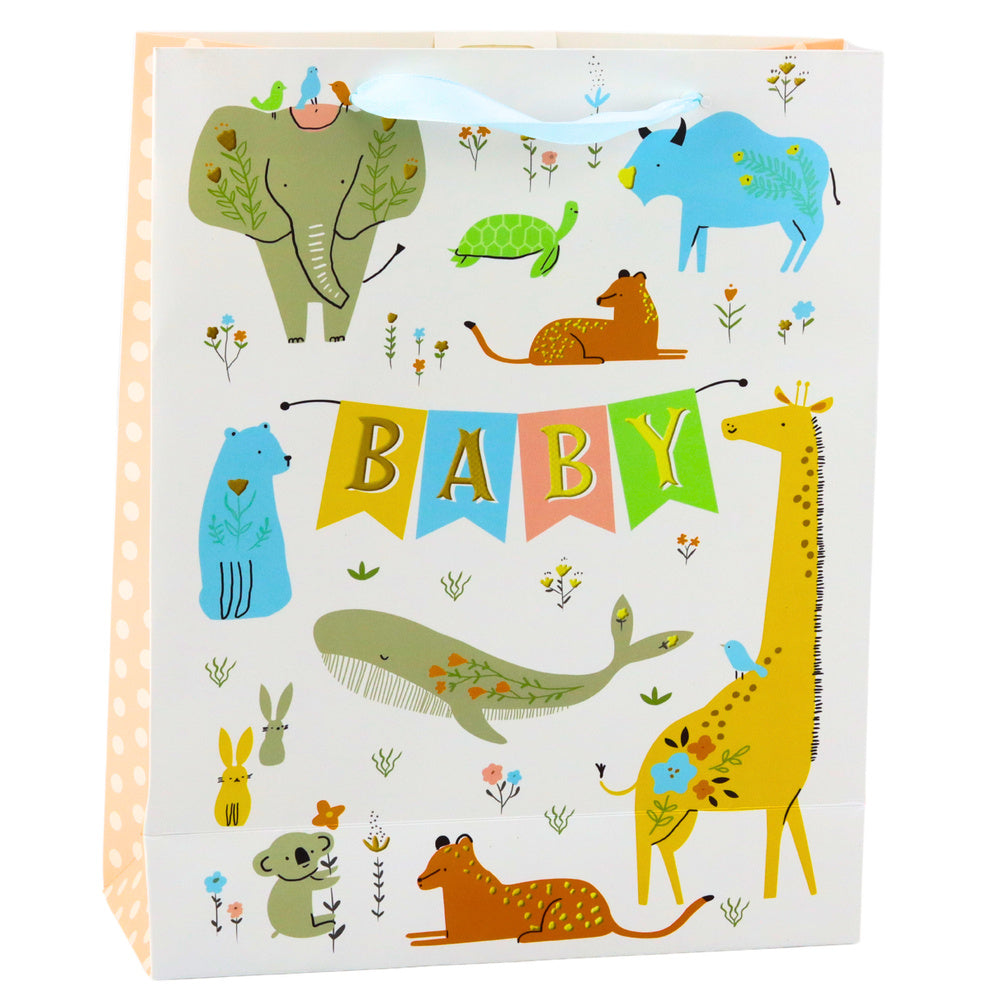 Cadeautas met opschrift „Baby Animals“ 32 x 26 x 10 cm
